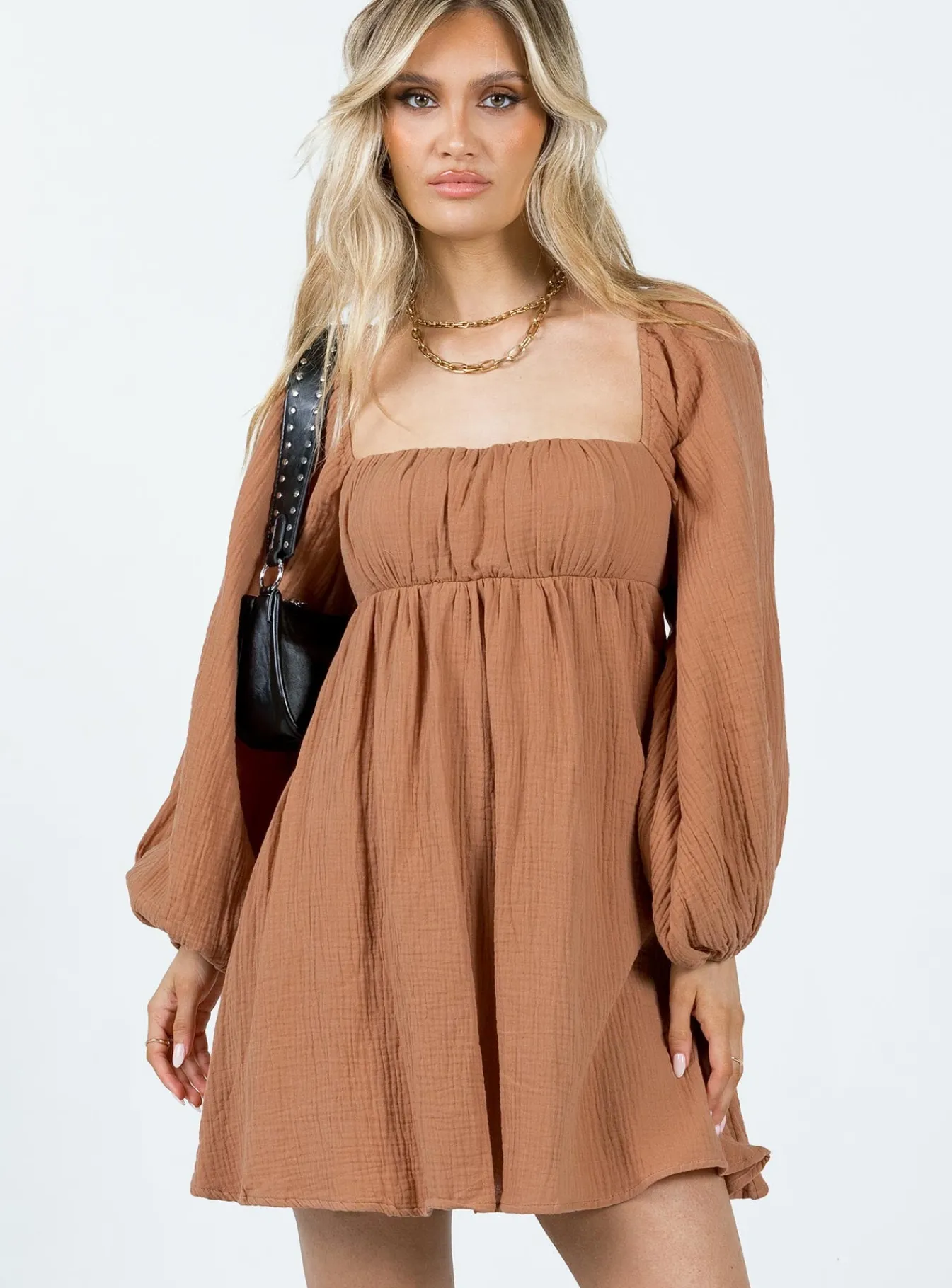 Princess Polly Let'S Dance Mini Long Sleeve Dress Rust Orange Sale