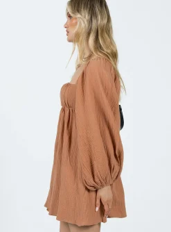 Princess Polly Let'S Dance Mini Long Sleeve Dress Rust Orange Sale