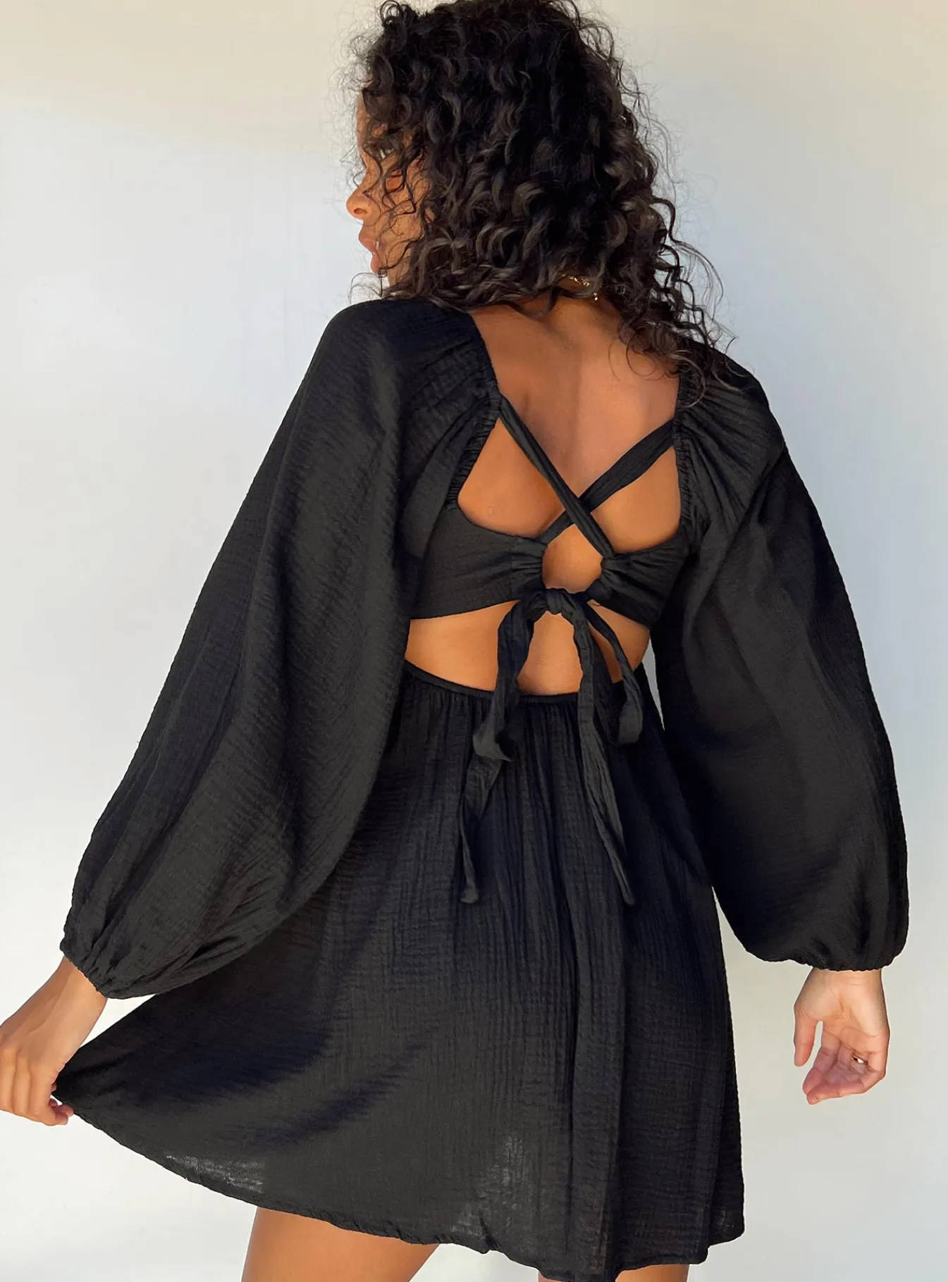 Princess Polly Let'S Dance Mini Long Sleeve Dress Black Flash Sale