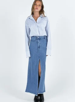Princess Polly Letters To You Shirt  Blue Stripe Online