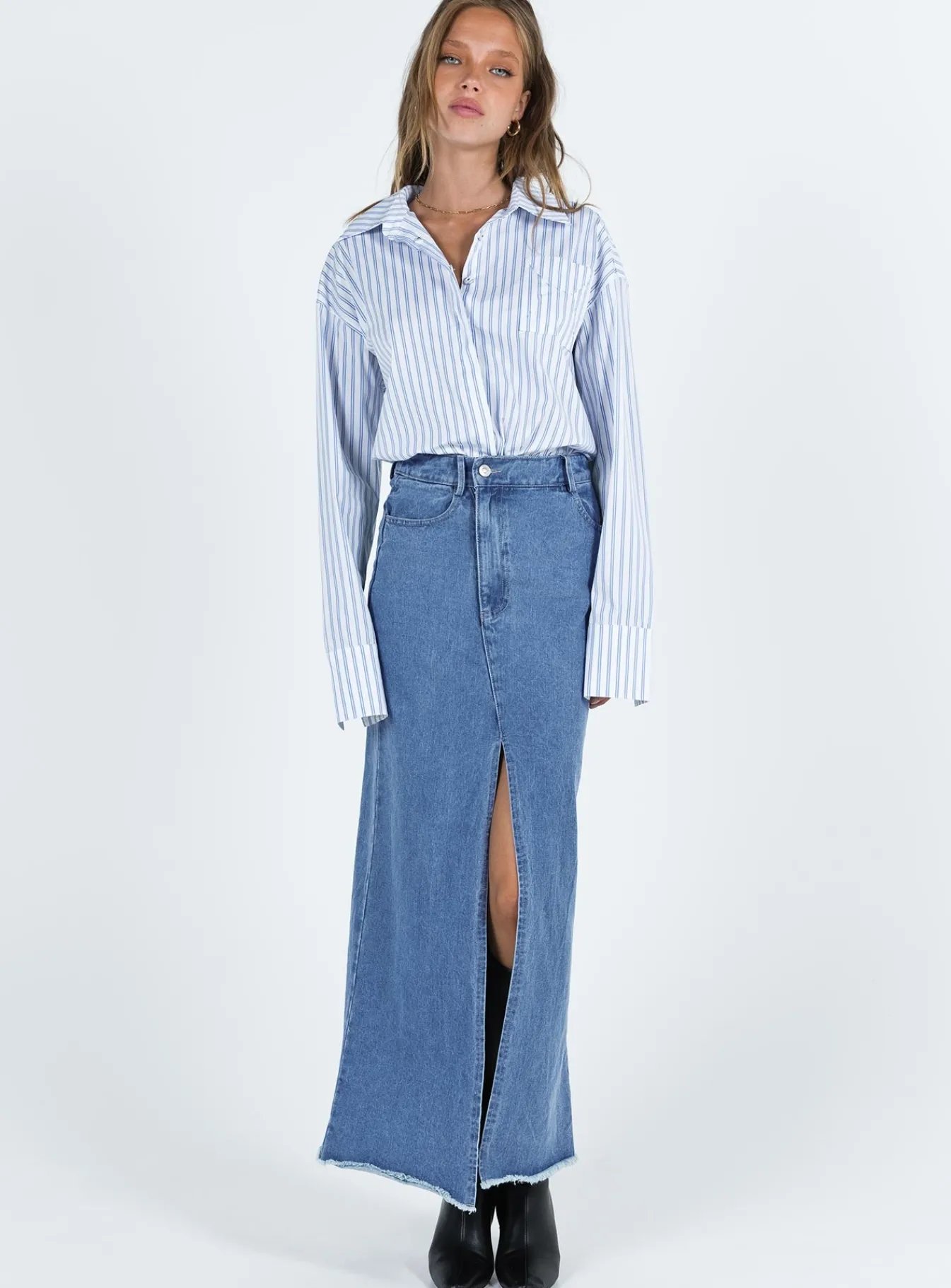 Princess Polly Letters To You Shirt Blue Stripe Online