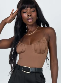 Princess Polly Levey Bodysuit  Brown Fashion