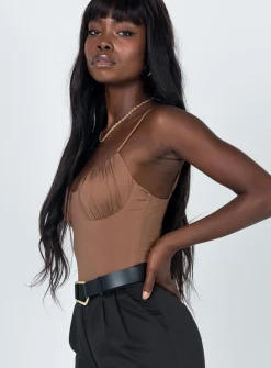 Princess Polly Levey Bodysuit  Brown Fashion