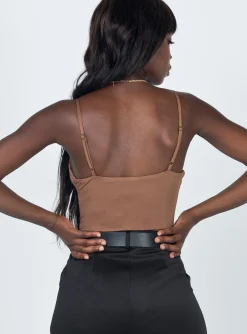 Princess Polly Levey Bodysuit  Brown Fashion