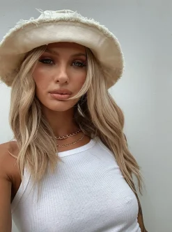 Princess Polly Lickety Split Canvas Bucket Hat Cream Shop