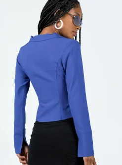 Princess Polly Lida Long Sleeve Top Blue New