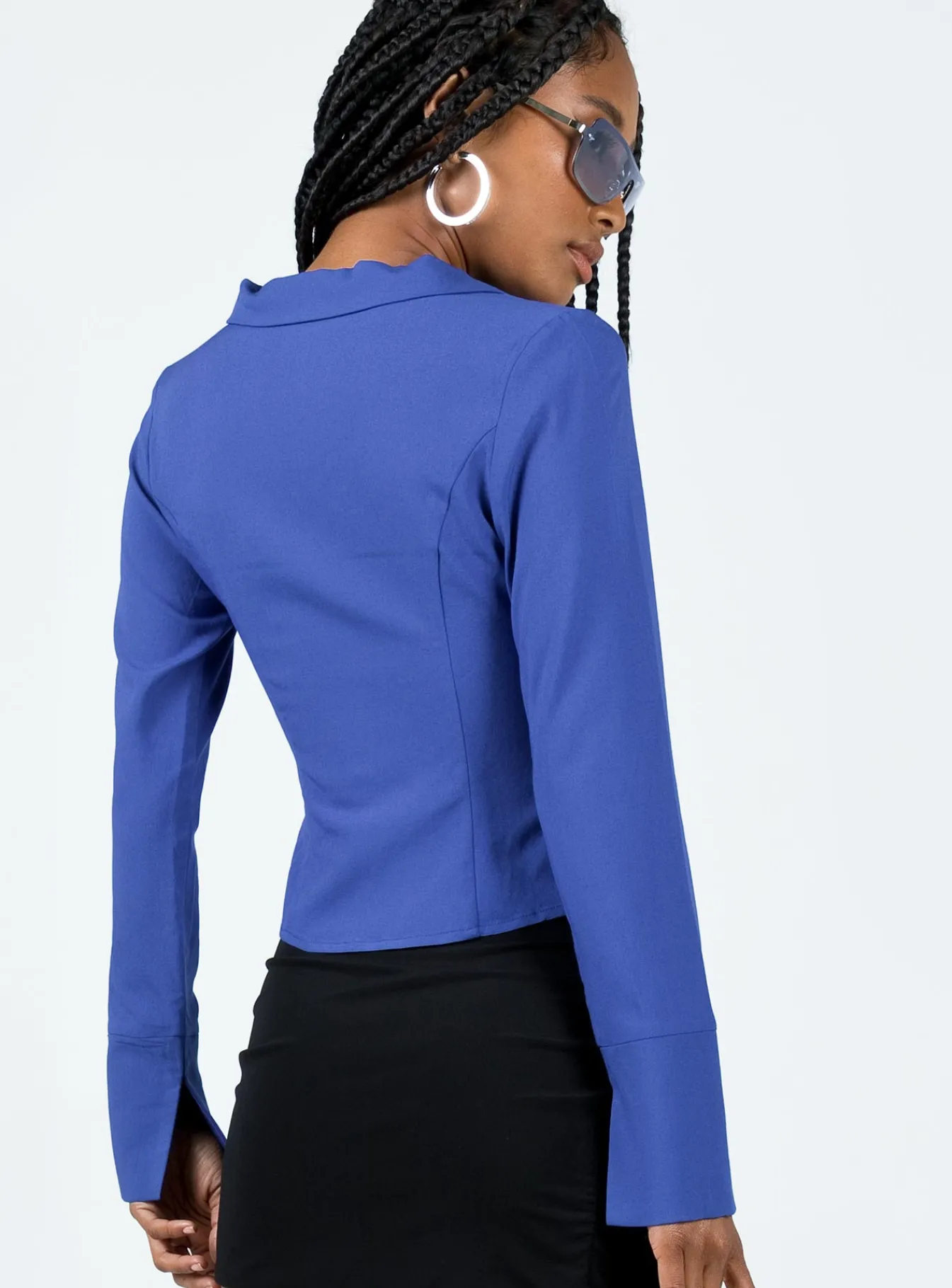 Princess Polly Lida Long Sleeve Top Blue New