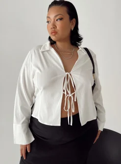 Princess Polly Lida Long Sleeve Topcurve   White Sale