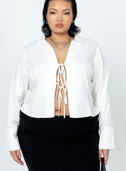 Princess Polly Lida Long Sleeve Topcurve   White Sale
