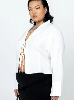 Princess Polly Lida Long Sleeve Topcurve   White Sale