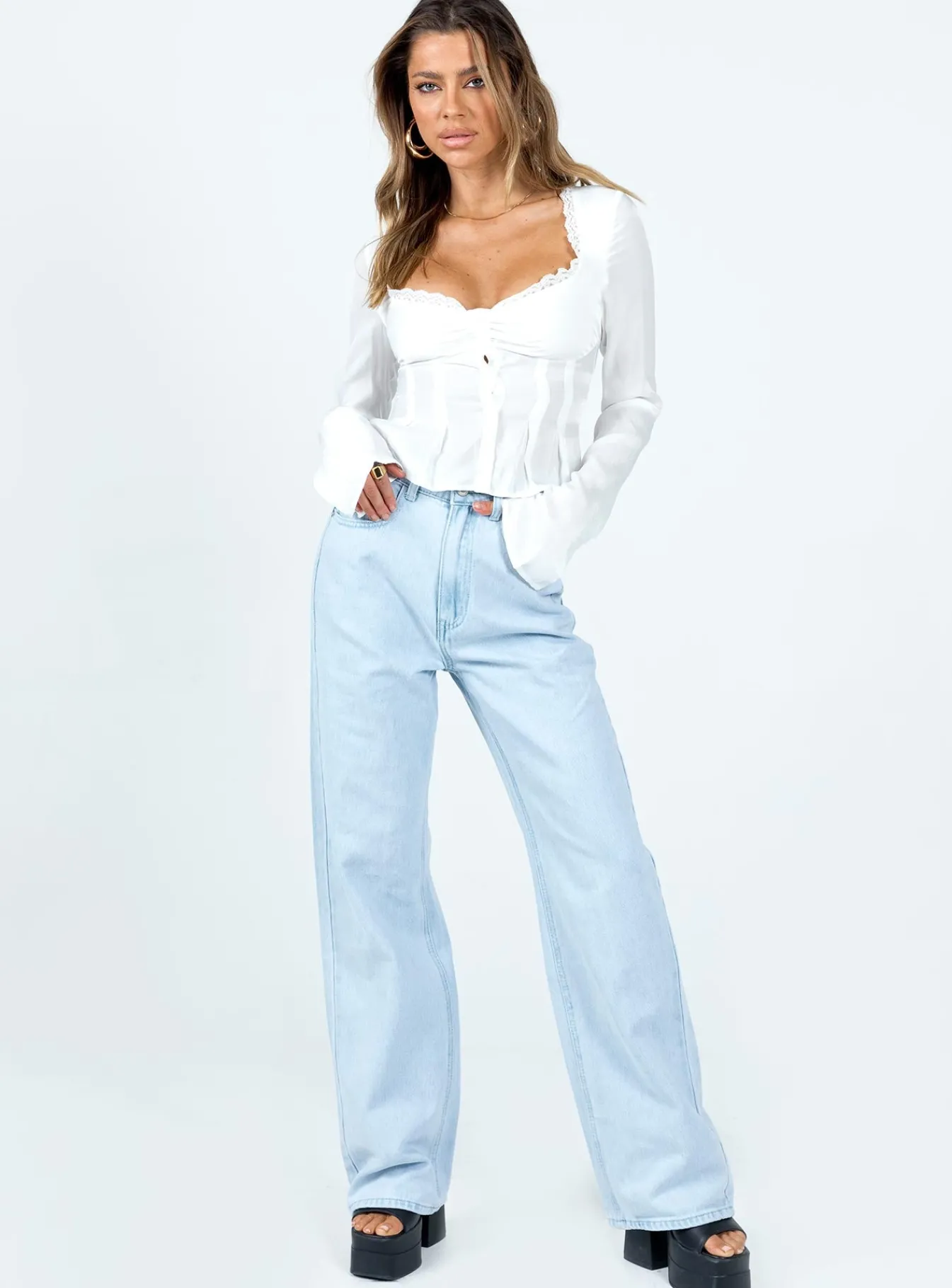 Princess Polly Lil Sweetheart Top Ivory Outlet