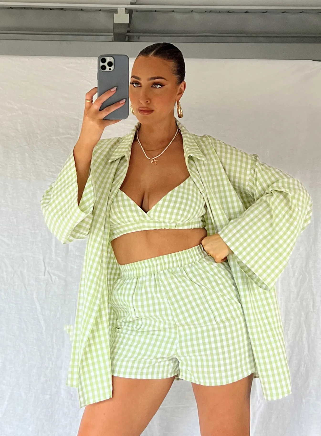 Princess Polly Lillia Set/ White Green Flash Sale