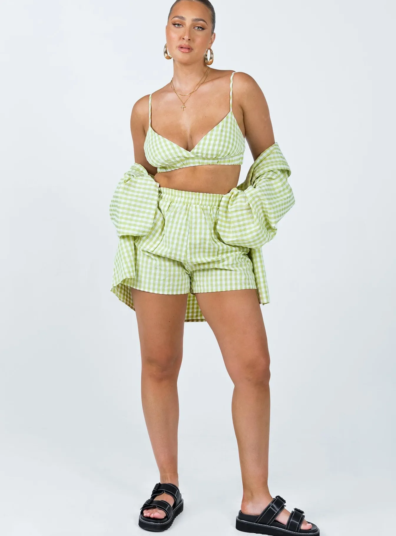 Princess Polly Lillia Set/ White Green Flash Sale