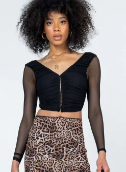 Princess Polly Lillian Long Sleeve Top  Black Shop