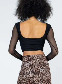 Princess Polly Lillian Long Sleeve Top  Black Shop