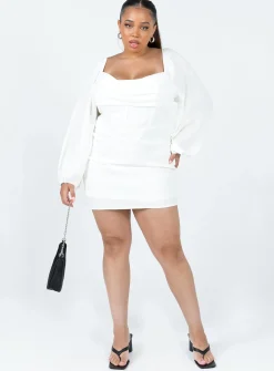 Princess Polly Lillie Long Sleeve Mini Dresscurve White Sale