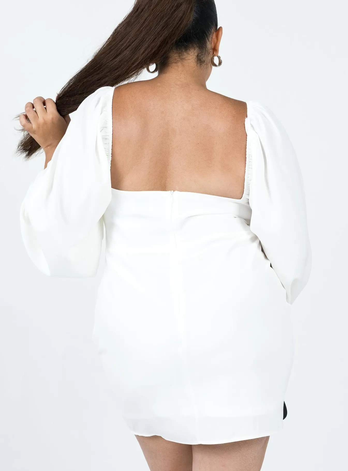 Princess Polly Lillie Long Sleeve Mini Dresscurve White Sale
