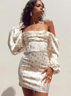 Princess Polly Lillie Long Sleeve Mini Dress  Floral Flash Sale