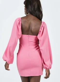 Princess Polly Lillie Long Sleeve Mini Dress Bright Pink Online