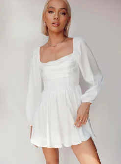 Princess Polly Lillie Long Sleeve Romper  White Sale