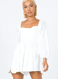 Princess Polly Lillie Long Sleeve Romper White Sale