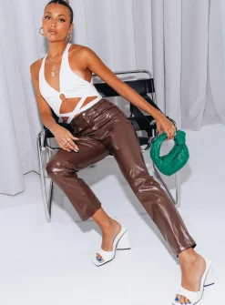 Princess Polly Lillie Pu Pants Brown Online