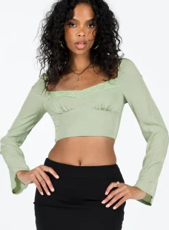 Princess Polly Linero Top Green   Mint Green Hot