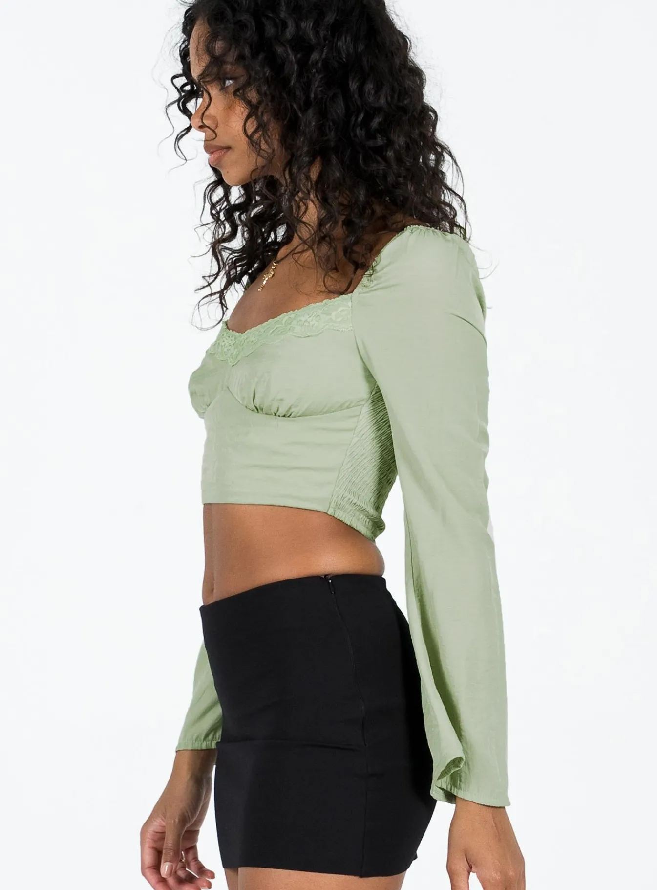 Princess Polly Linero Top Green Mint Green Hot