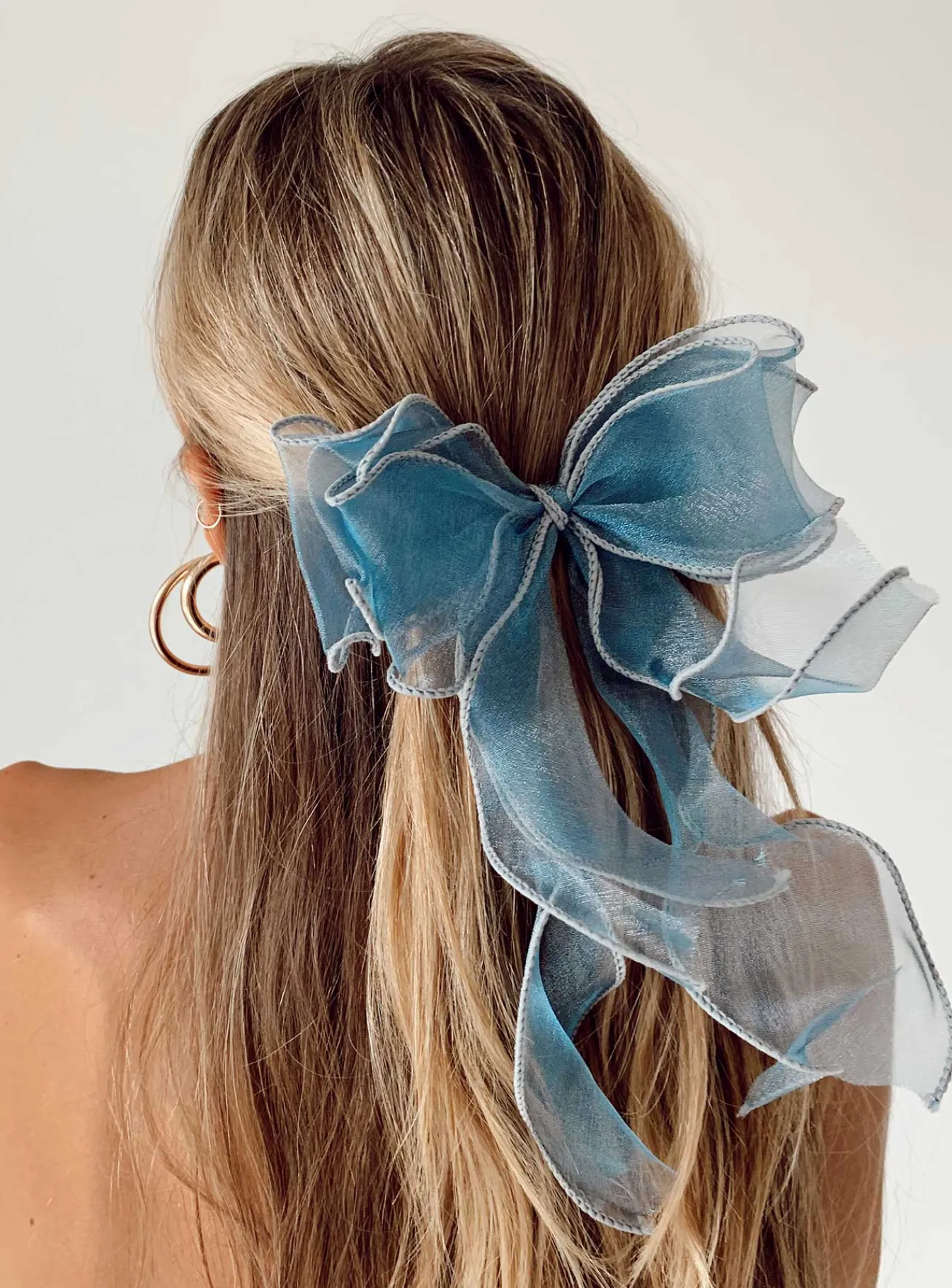 Princess Polly Linney Hair Bow Blue Clearance