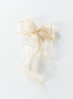 Princess Polly Linney Hair Bow  Beige Store