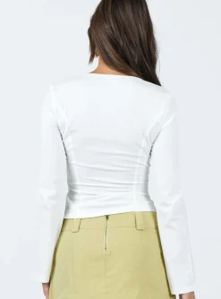Princess Polly Linsley Long Sleeve Top White New