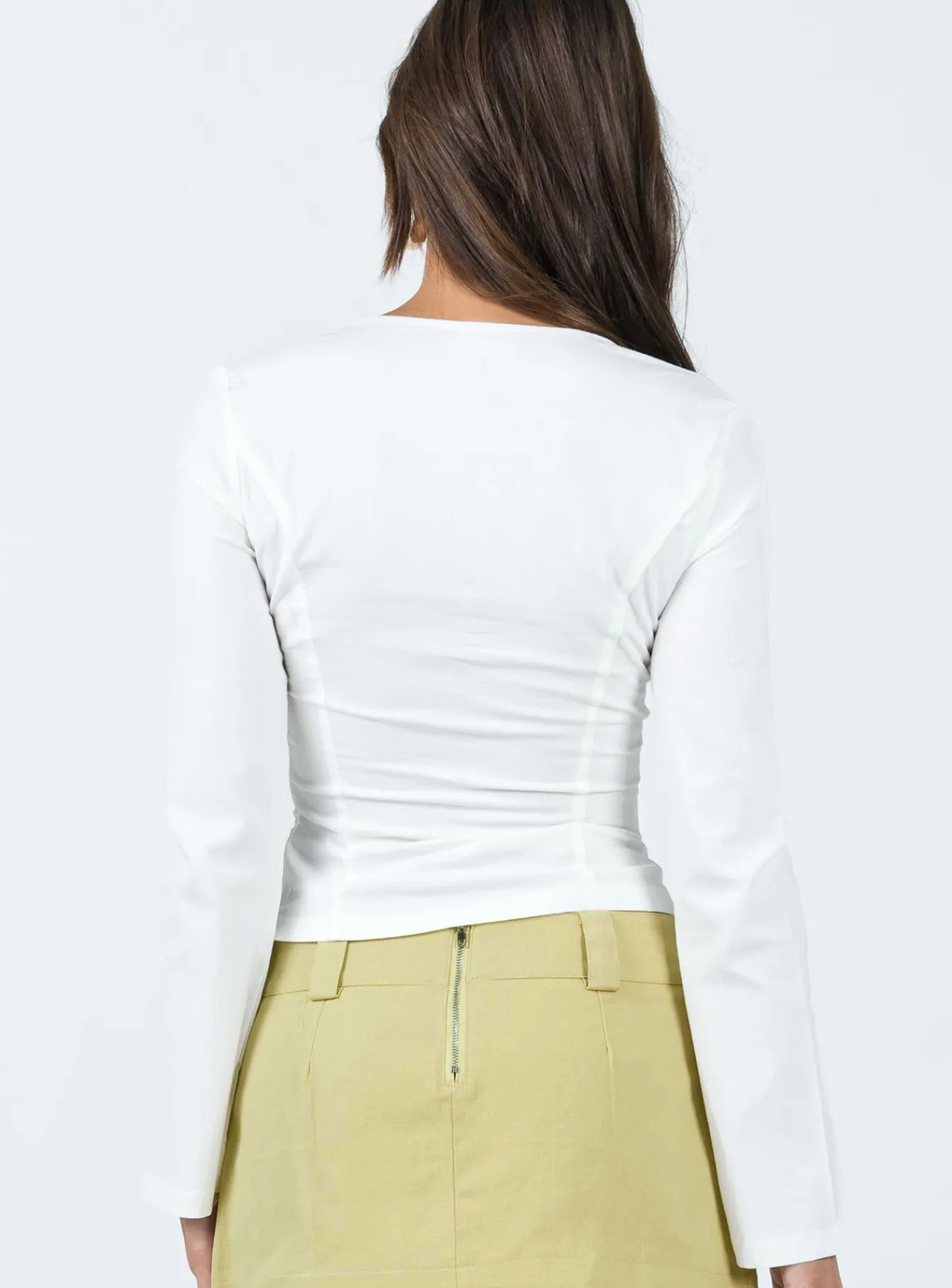 Princess Polly Linsley Long Sleeve Top White New