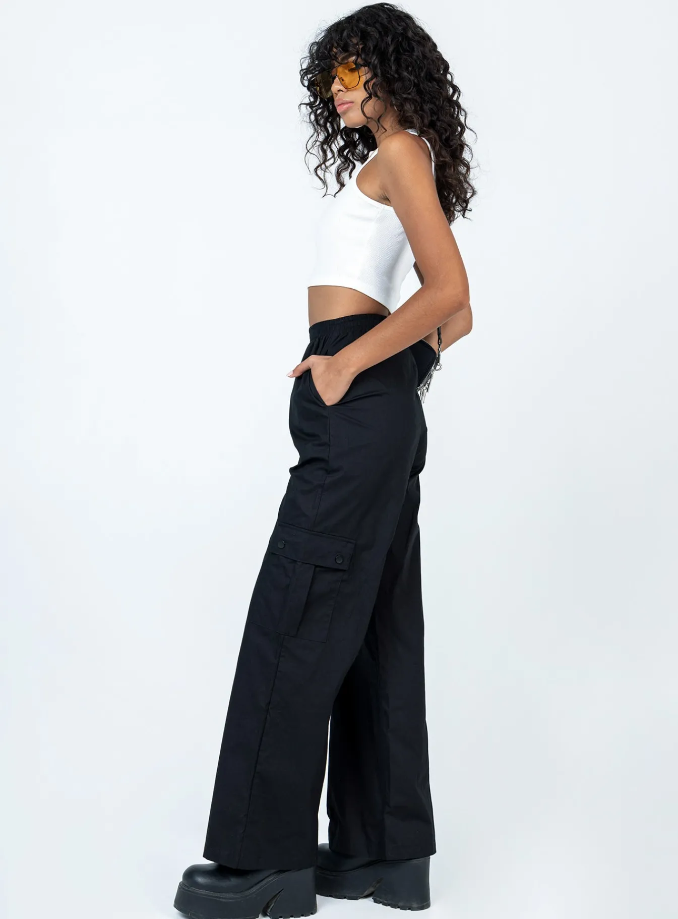 Princess Polly Lista Elastic Pocket Pants Black Best