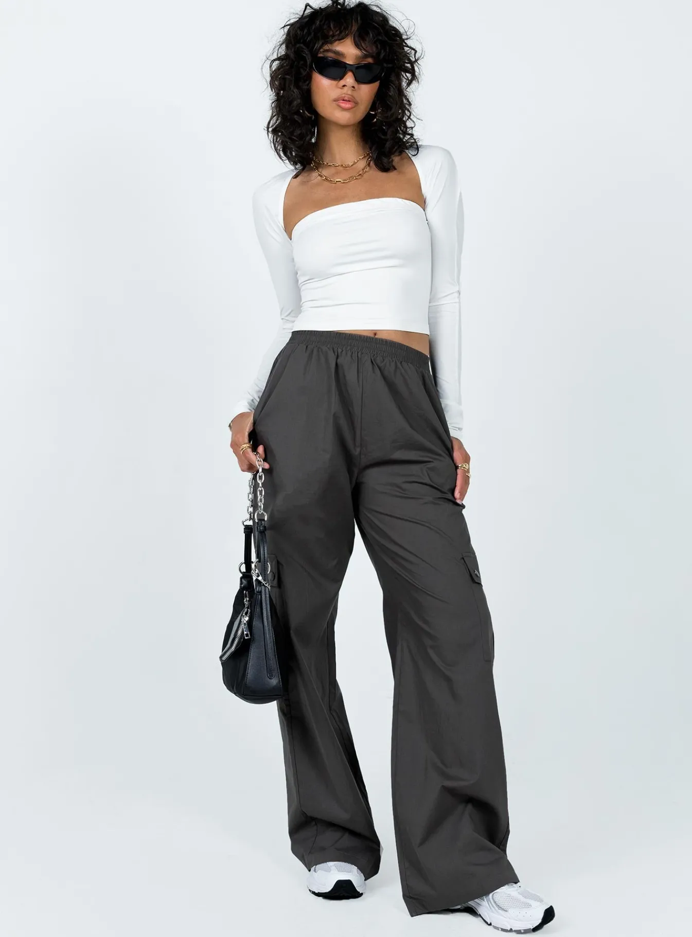 Princess Polly Lista Elastic Pocket Pants  Slate Fashion