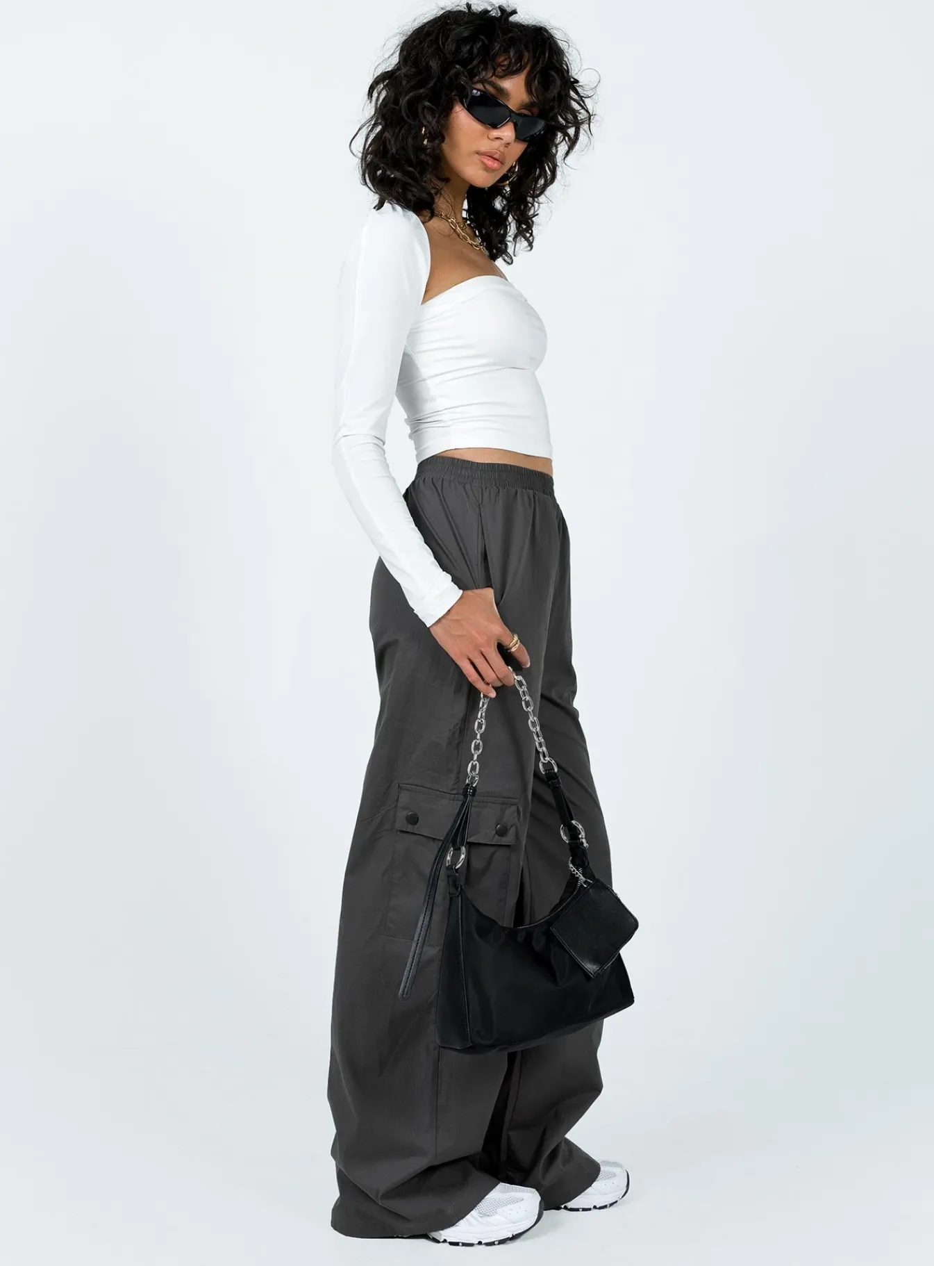 Princess Polly Lista Elastic Pocket Pants  Slate Fashion