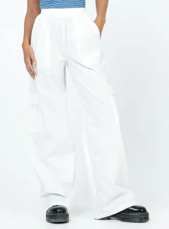 Princess Polly Lista Elastic Pocket Pants White Clearance