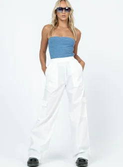 Princess Polly Lista Elastic Pocket Pants White Clearance