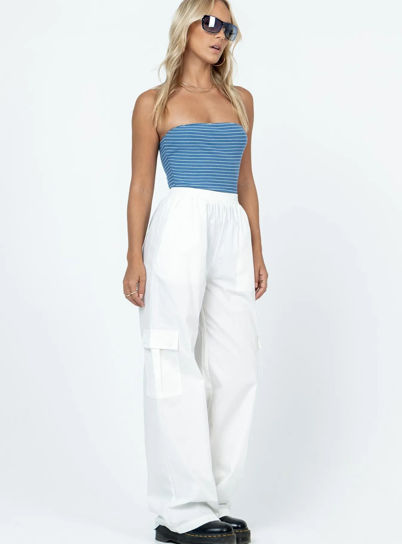 Princess Polly Lista Elastic Pocket Pants White Clearance