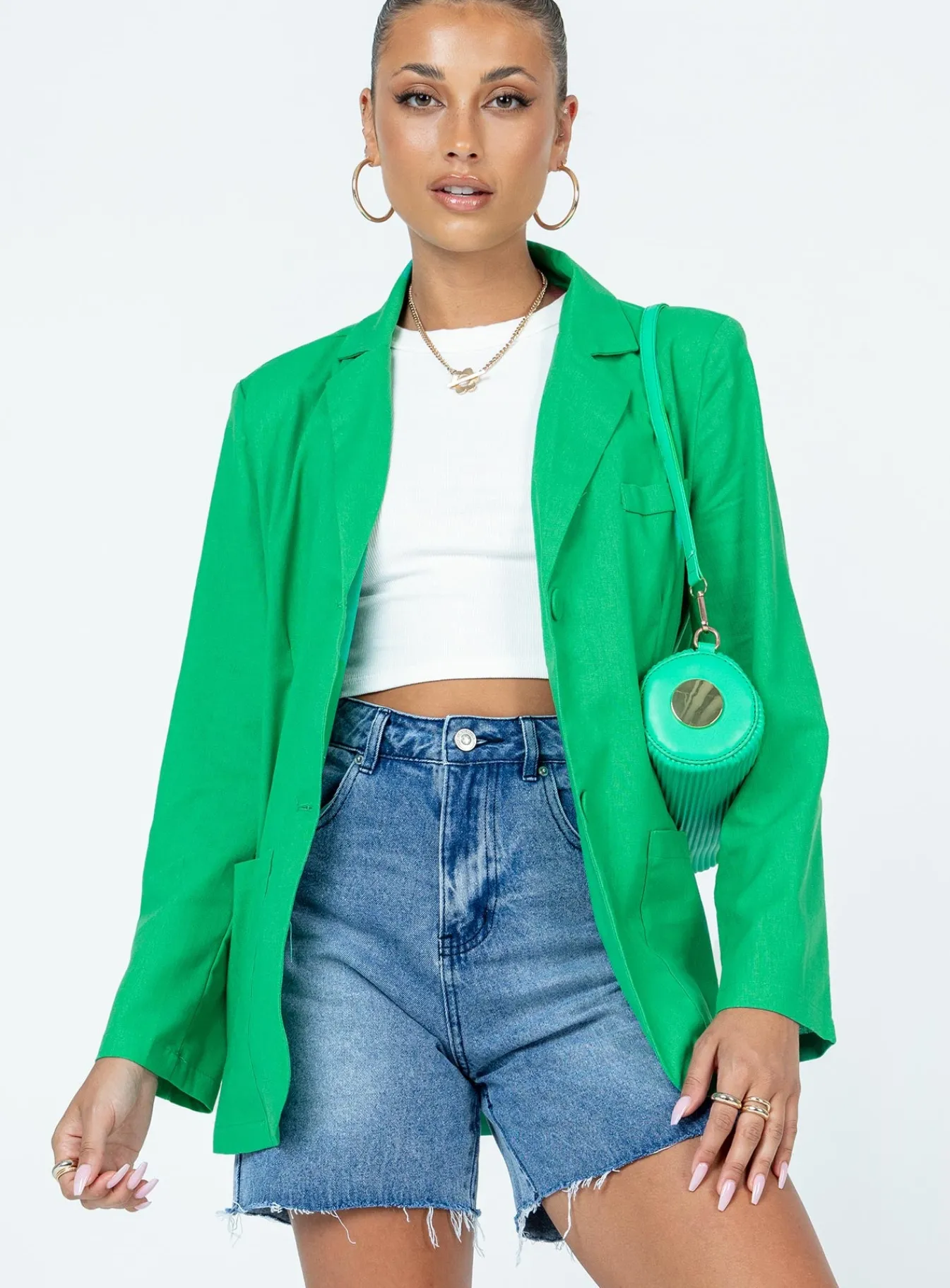 Princess Polly Llyod Blazer Green Shop