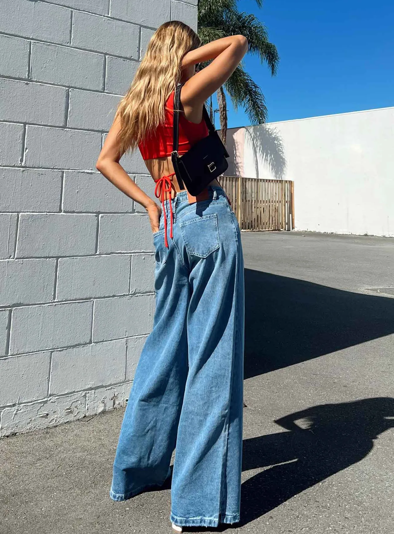 Princess Polly Locke Wide Leg Jeans Mid Wash Denim Best