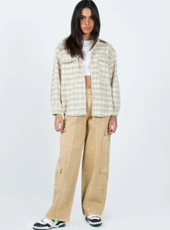 Princess Polly Locksley Cargo Jeans Beige New