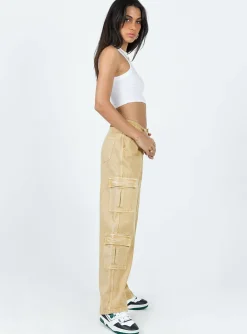 Princess Polly Locksley Cargo Jeans Beige New