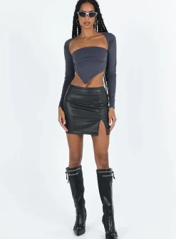 Princess Polly Lolita Faux Leather Mini Skirt Black Discount