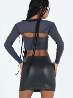 Princess Polly Lolita Faux Leather Mini Skirt Black Discount
