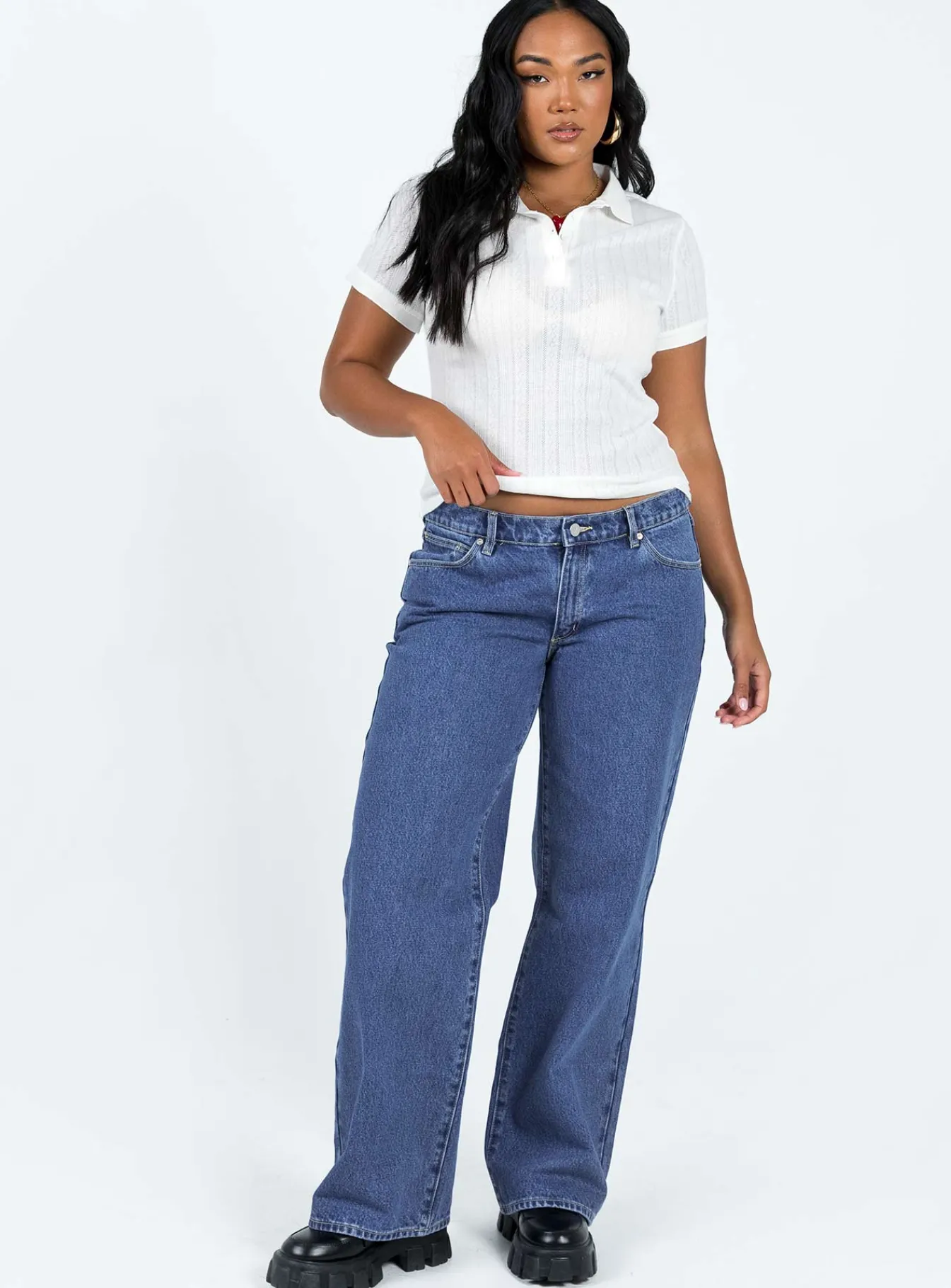 Princess Polly Long Beach Polo Top Cream Outlet