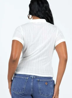 Princess Polly Long Beach Polo Top Cream Outlet