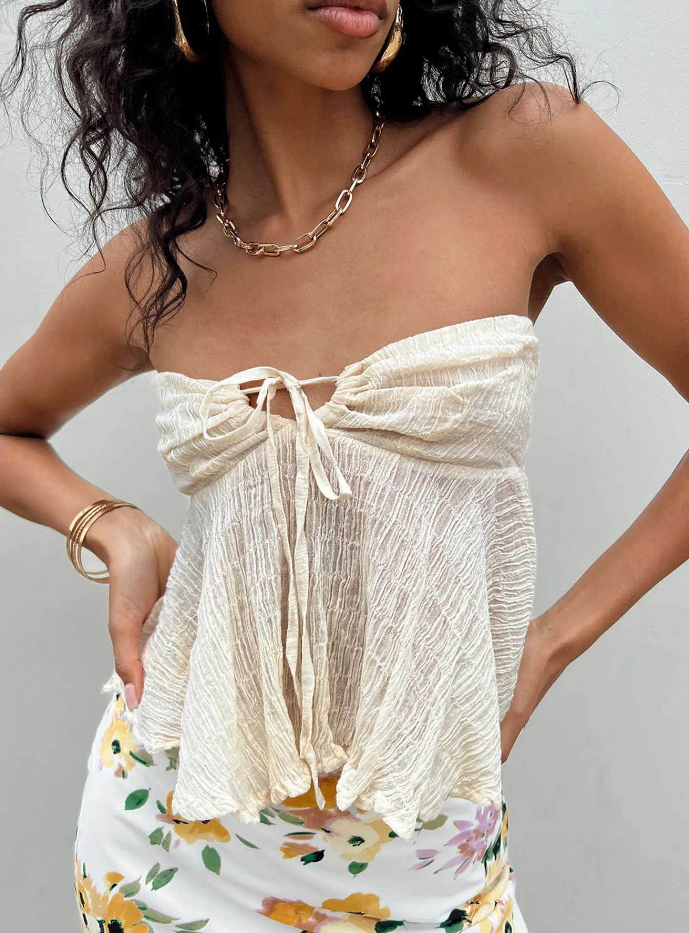 Princess Polly Long Summer Nights Top Ivory Fashion