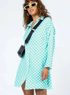 Princess Polly Loraine Shirt Mini Dresscheck   Blue Store