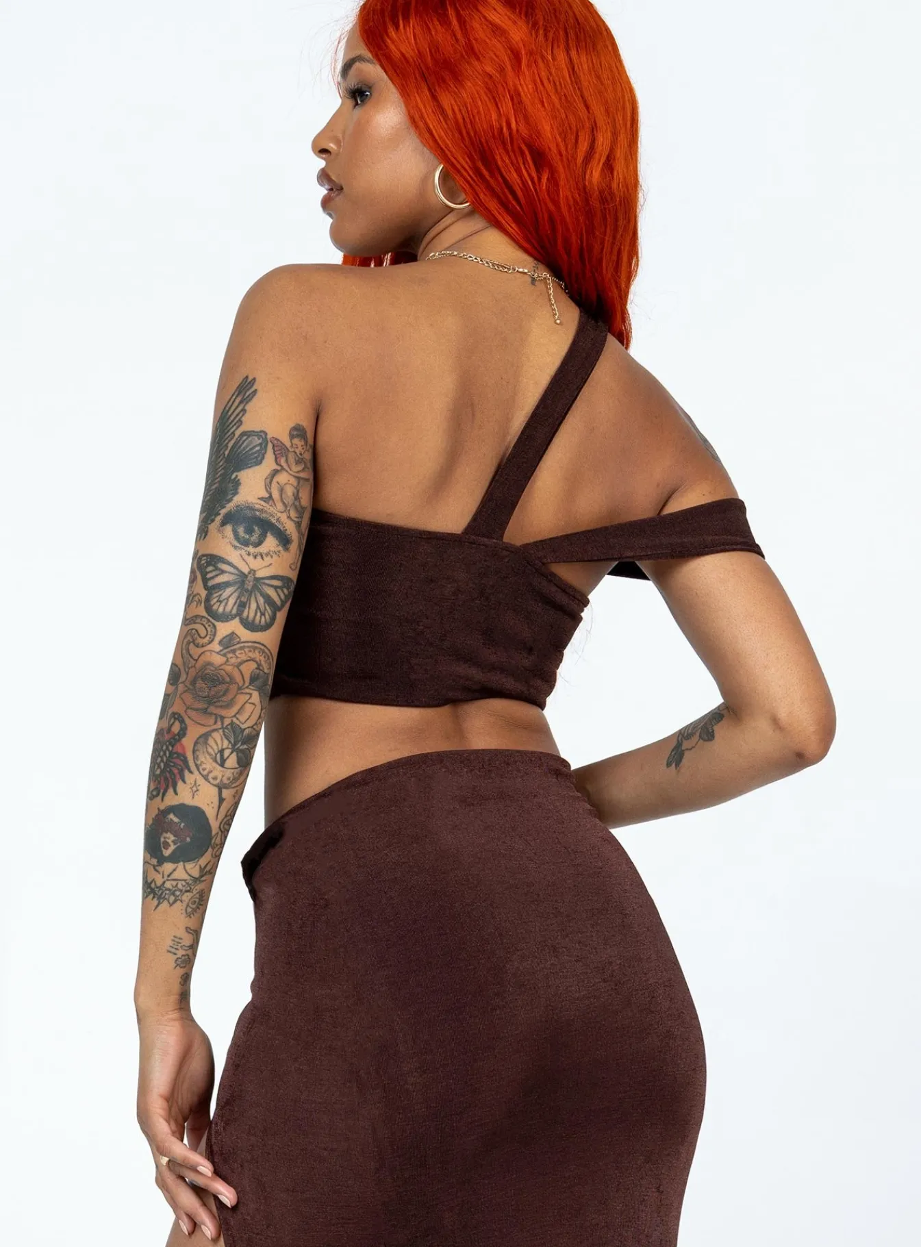 Princess Polly Lore Top Brown Discount