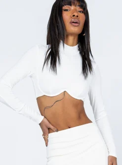 Princess Polly Lorenzo Long Sleeve Top  White Cheap